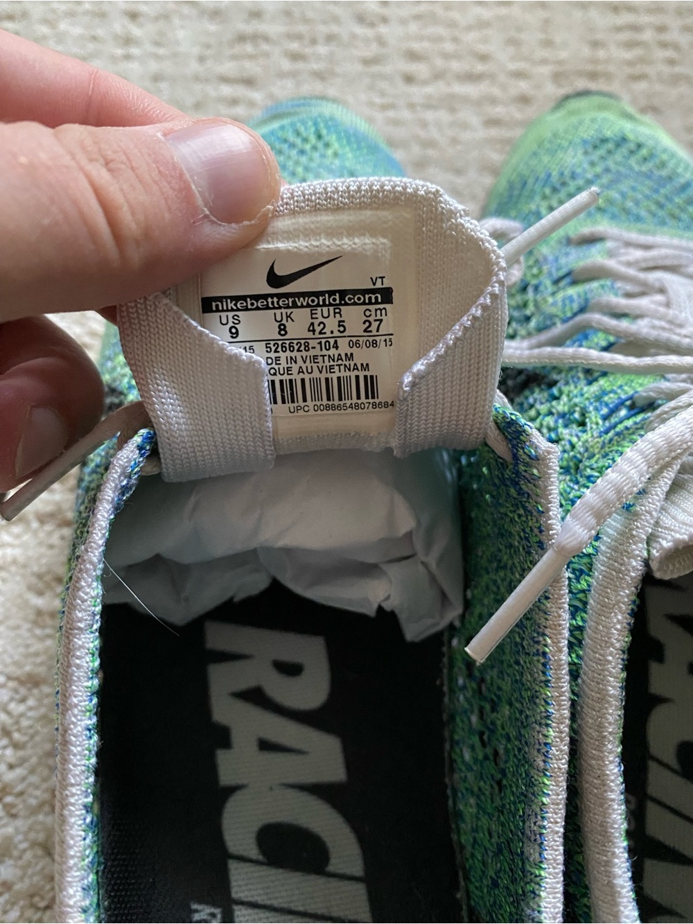 Nike Flyknit Racer - Green/Blue Knit - Picture 7 of 7